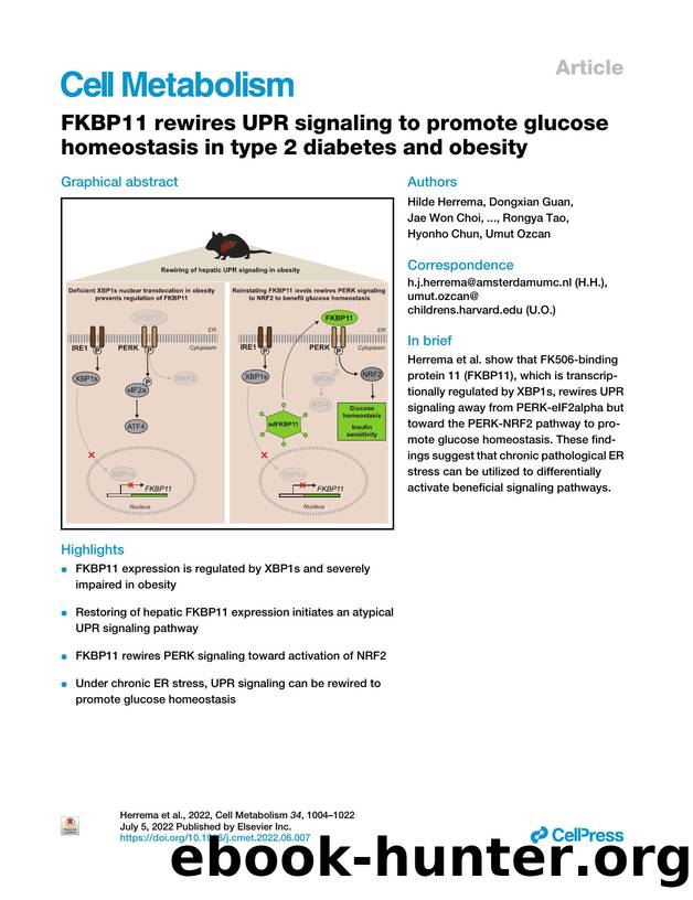 FKBP11 rewires UPR signaling to promote glucose homeostasis in type 2 diabetes and obesity by unknow