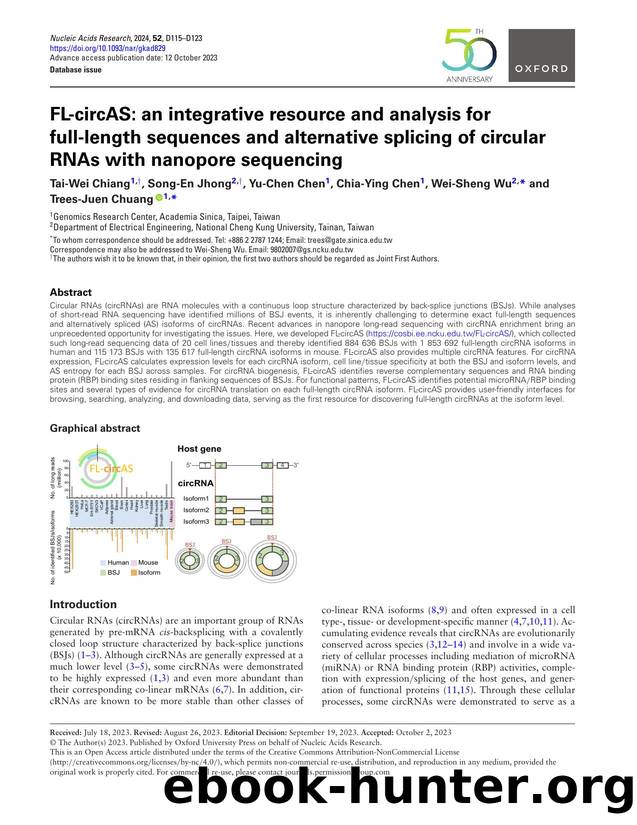 FL-circAS: an integrative resource and analysis for full-length sequences and alternative splicing of circular RNAs with nanopore sequencing by Tai-Wei Chiang & Song-En Jhong & Yu-Chen Chen & Chia-Ying Chen & Wei-Sheng Wu & Trees-Juen Chuang