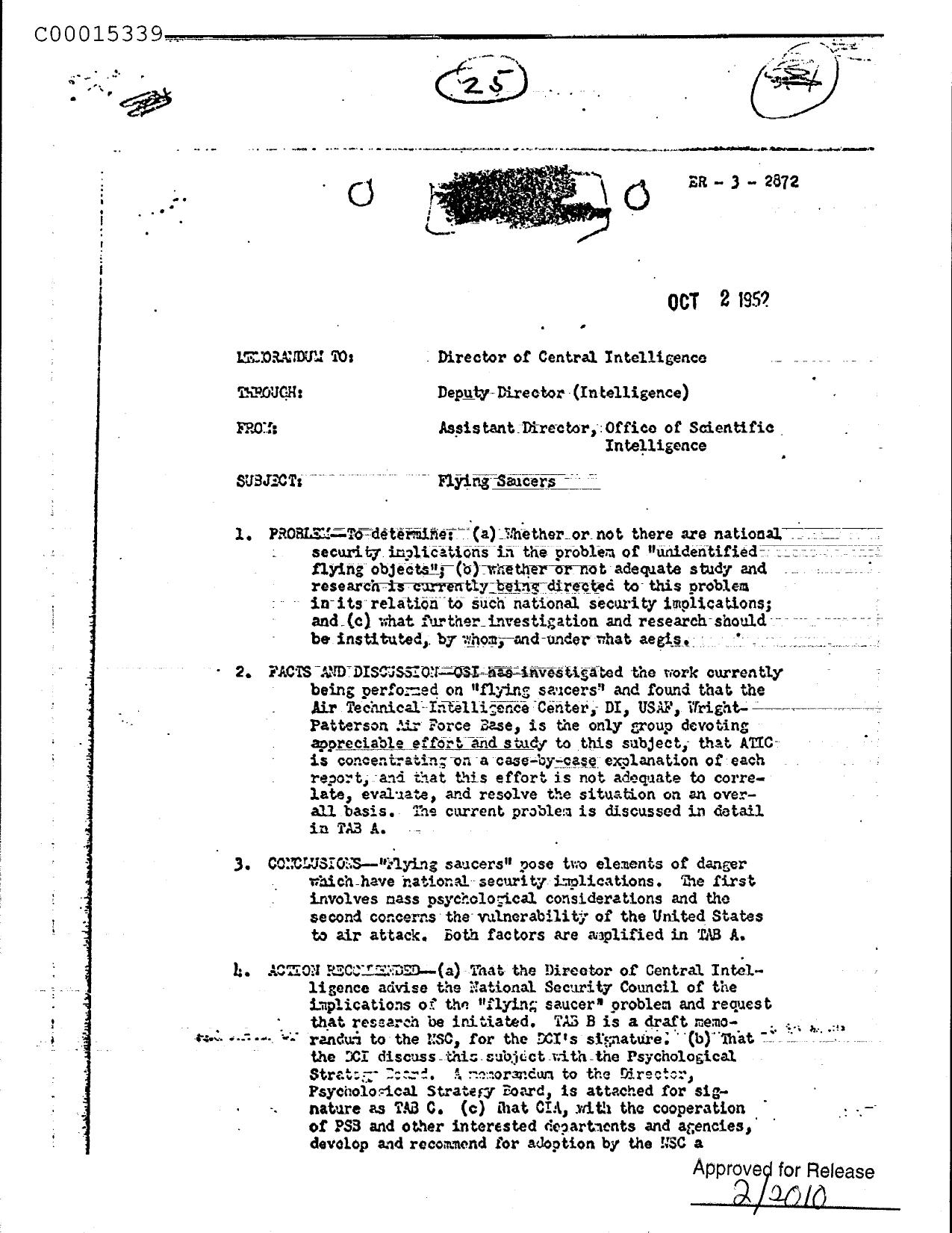 FLYING SAUCERS (WITH MEMO ATTACHED DATED 520924, SUBJECT: FLYING SAUCERS) by Unknown