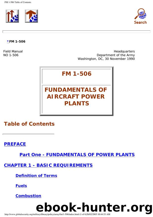 FM 1-506 Table of Contents by 30 november 1990