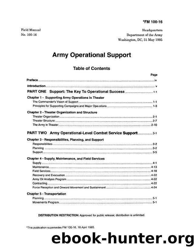 FM 100-16 - Table Of Contents by atsc