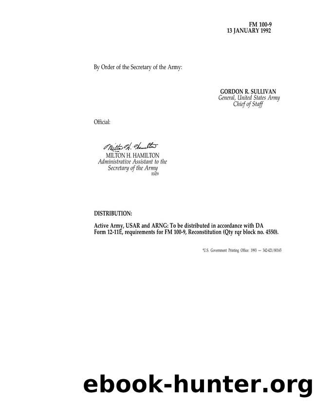 FM 100-9 - Authorization by Mark C. Duncan