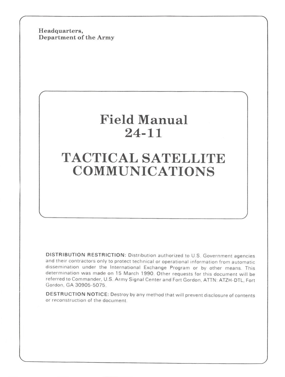 FM 24-11 - TABLE OF CONTENTS by Mark C. Duncan