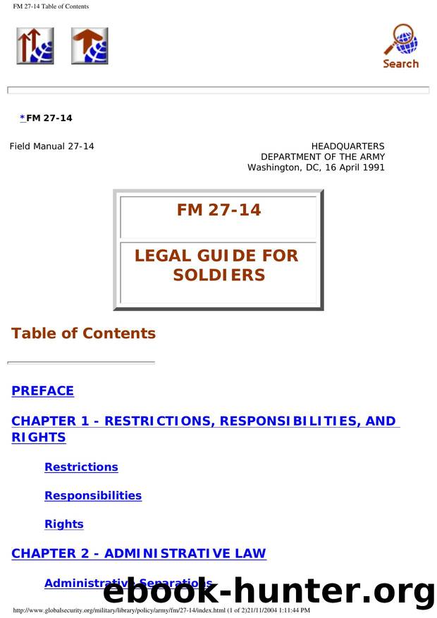 FM 27-14 Table of Contents by 16 april 1991
