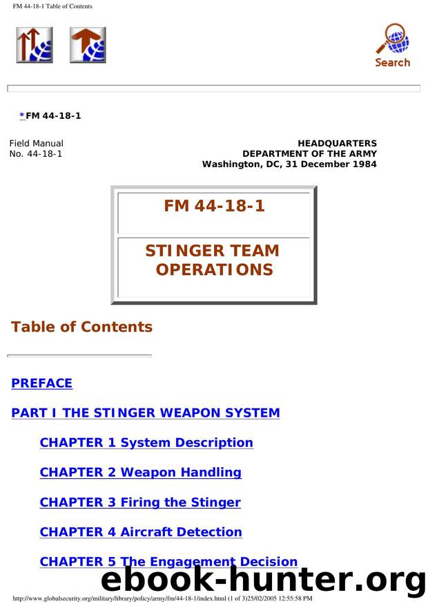 FM 44-18-1 Table of Contents by 31 december 1984
