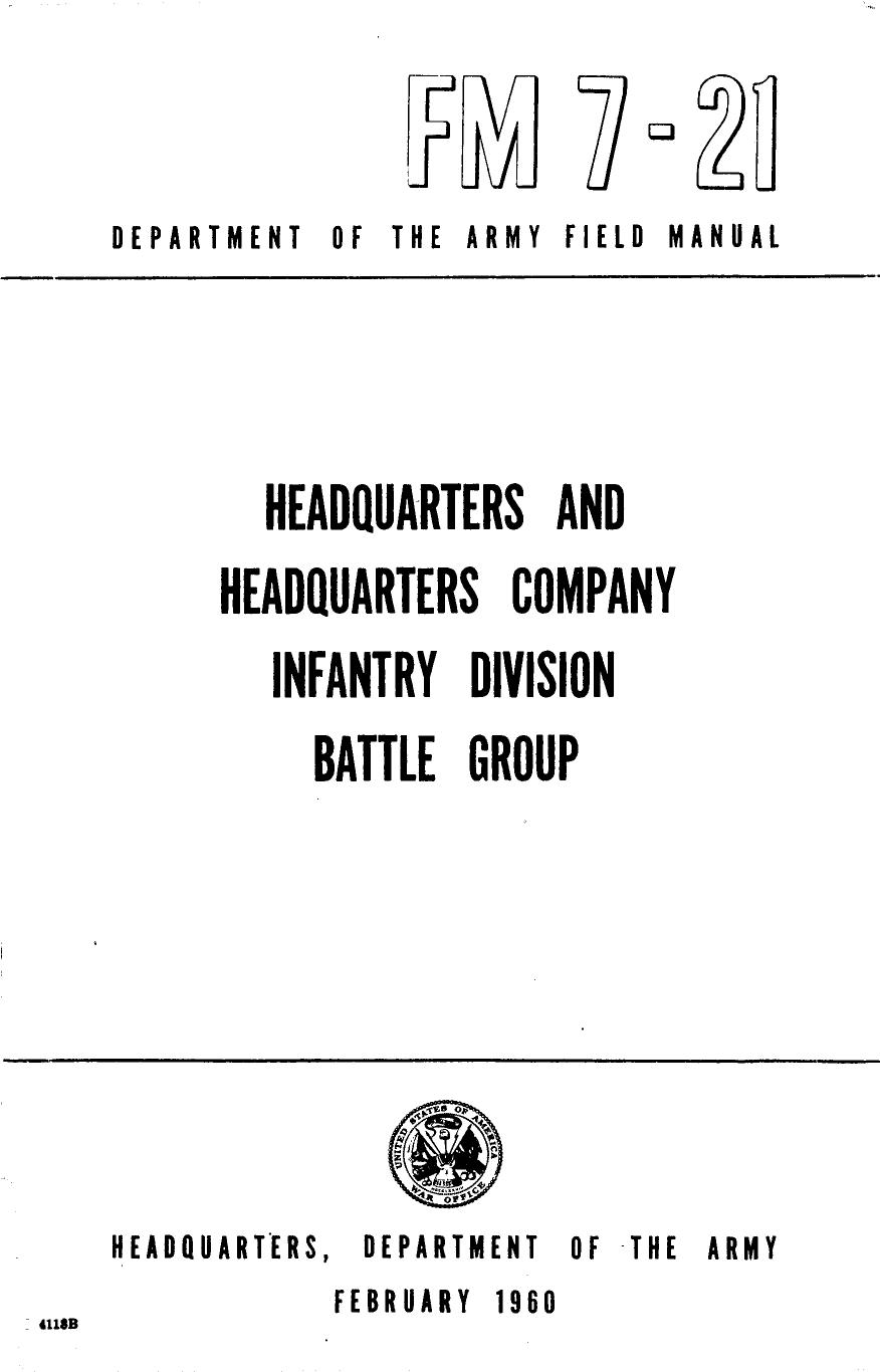 FM 7-21 Headquarters and Headquarters Company Infantry Division Battle Group (1960) by Unknown