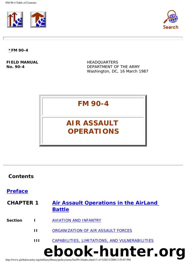 FM 90-4 Table of Contents by 16 march 1987