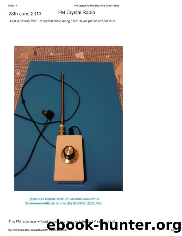 FM Crystal Radio   Billy's DIY Dream Shop by Unknown