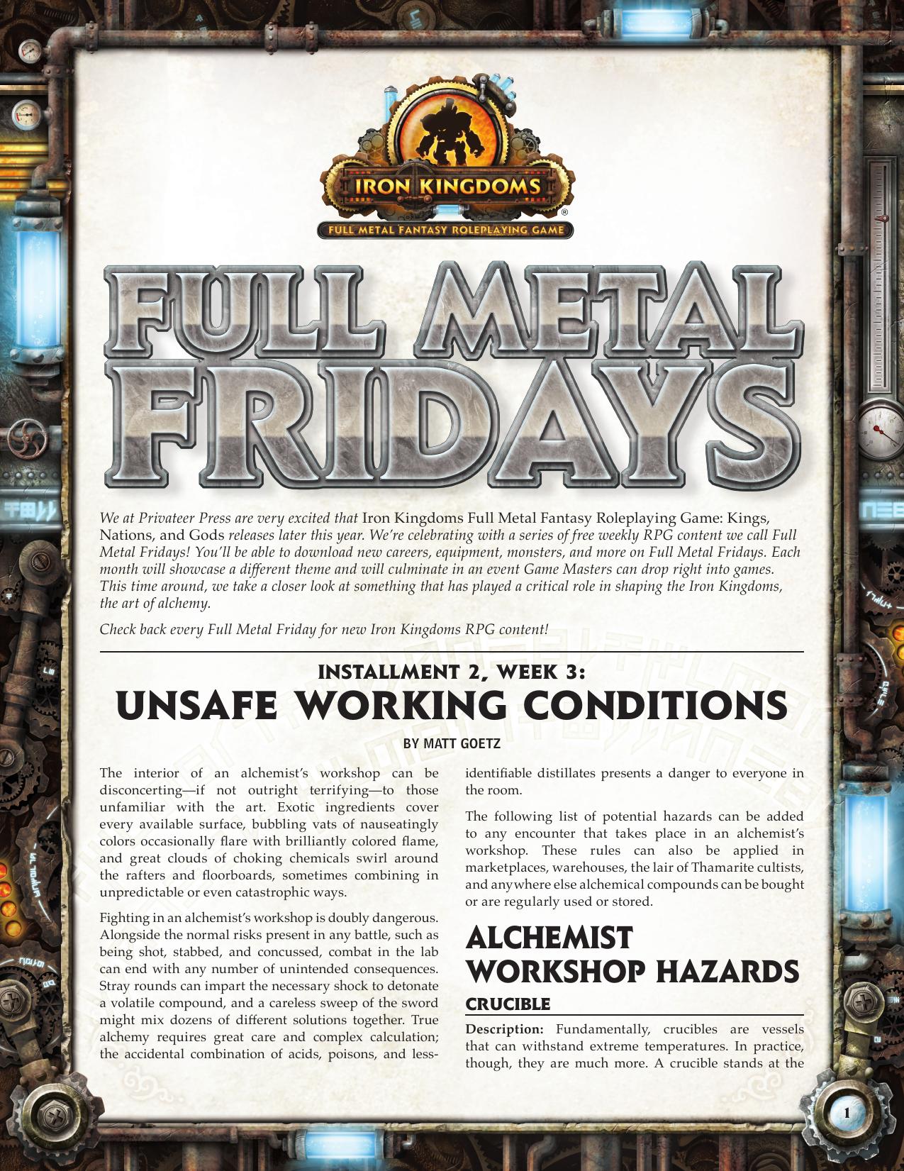 FMF 1.2.3 Unsafe Working Conditions by Unknown