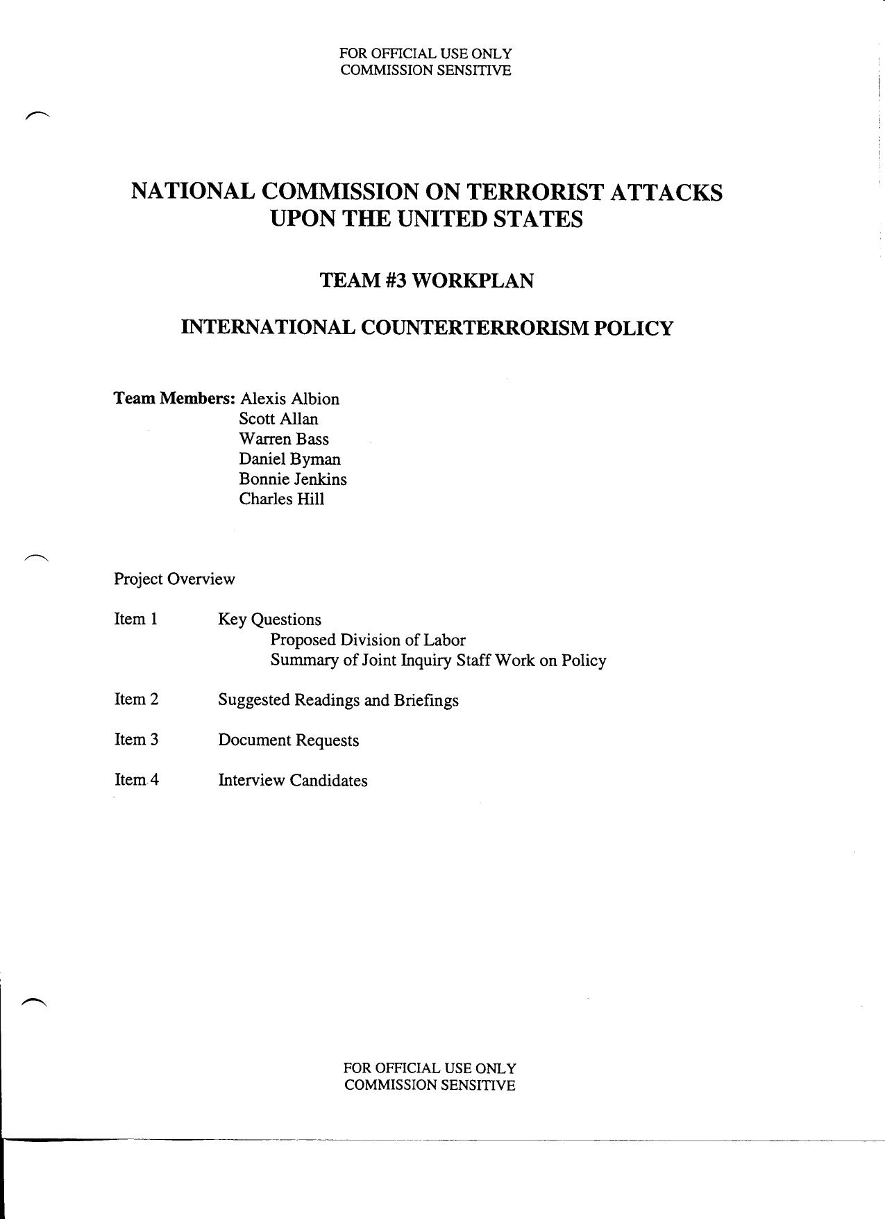 FO B1 Commission Meeting 5-21-03 Fdr- Tab 4- Entire Contents- Workplan Team 3- partially redacted Interview Candidates 617 by Unknown
