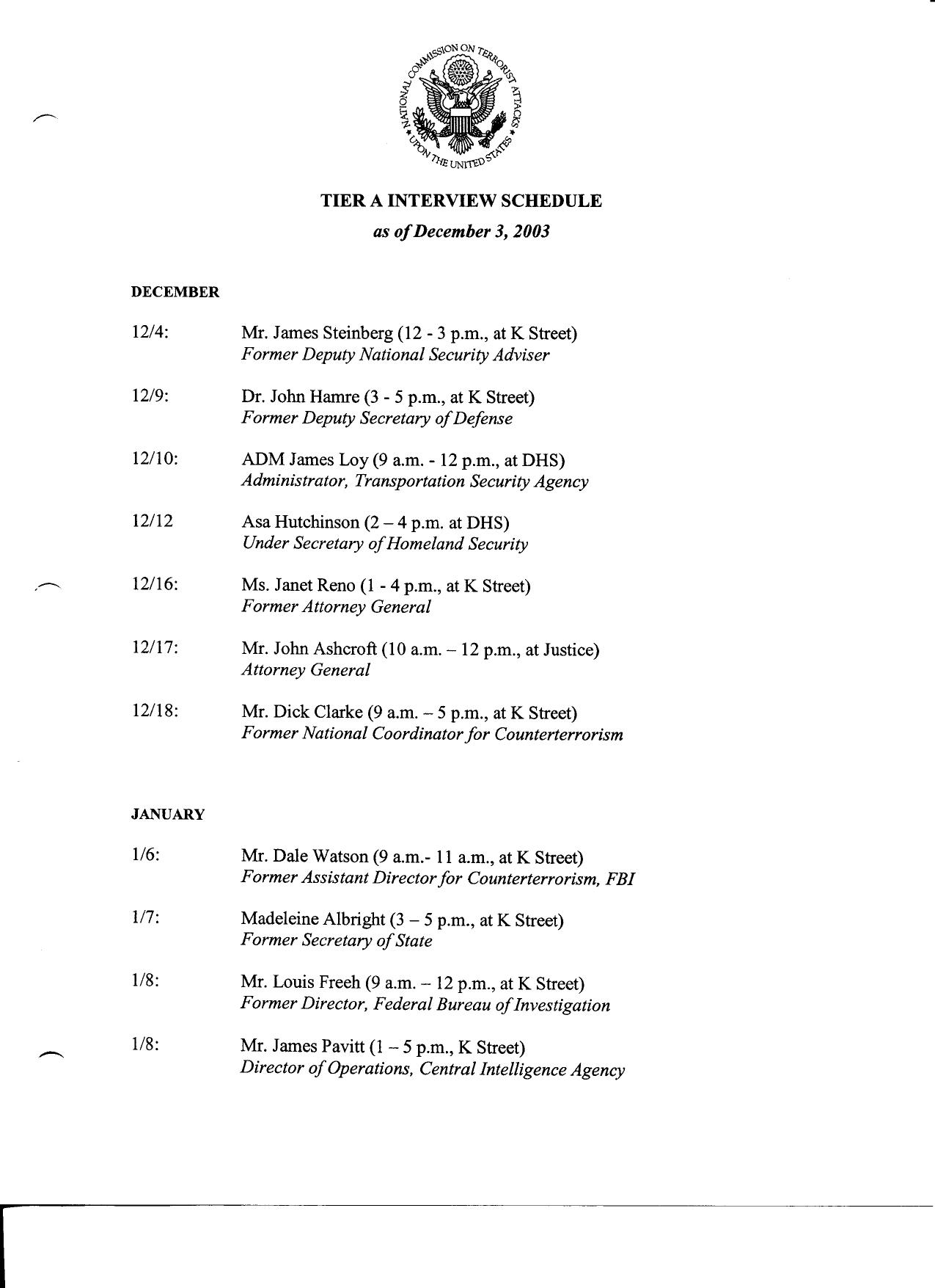 FO B3 Commission Meeting 12-8-03 Fdr- Tab 2 Entire Contents- Tier A Interview Schedule- Guidelines for Interviews- 11-21-03 Letter from Monheim re Terms for Interviews 672 by Unknown