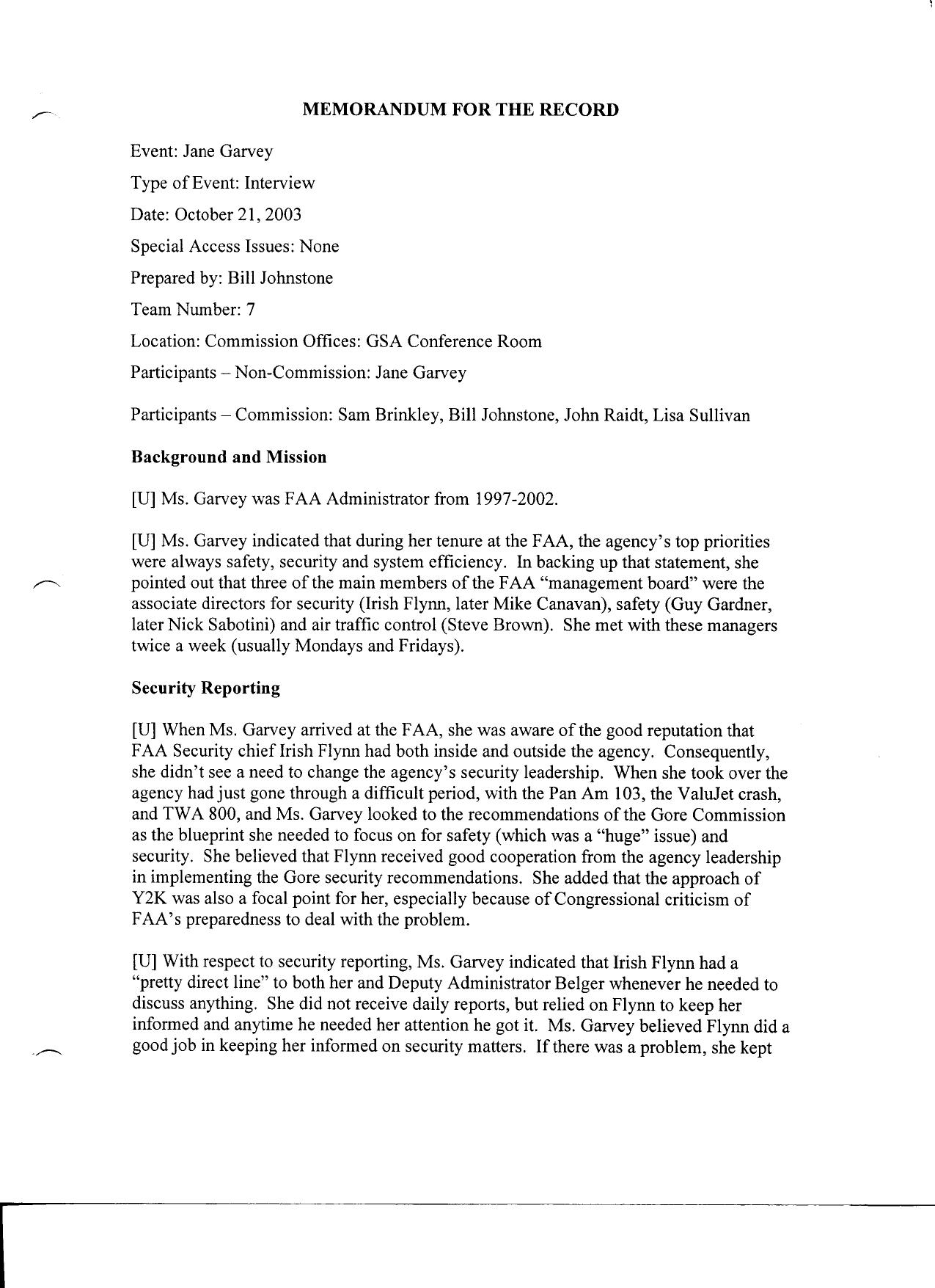 FO B3 Public Hearing 1-26-04 2 of 3 Fdr- Tab 9-18 MFR- 10-21-03 Jane Garvey Interview 689 by Unknown