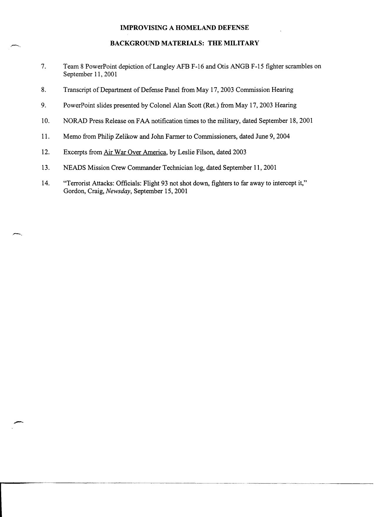 FO B6 Public Hearing 6-17-04 1 of 2 Fdr- Tab 5 Entire Contents- Improvising a Homeland Defense- Background Materials- the Military by Unknown