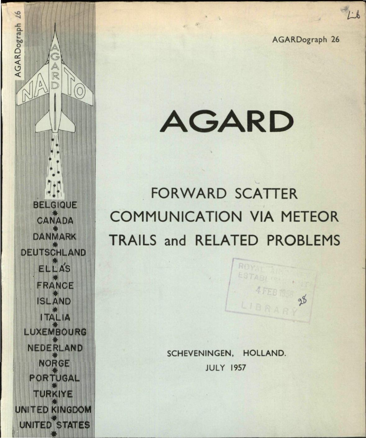 FORWARD SCATTER COMMUNICATION VIA METEOR TRAILS and RELATED PROBLEMS by Forsyth P.A