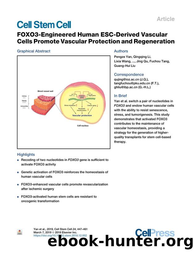 FOXO3-Engineered Human ESC-Derived Vascular Cells Promote Vascular Protection and Regeneration by unknow