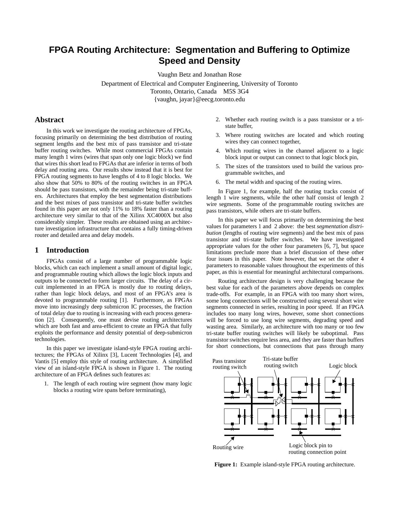 FPGA Routing Architecture by Unknown