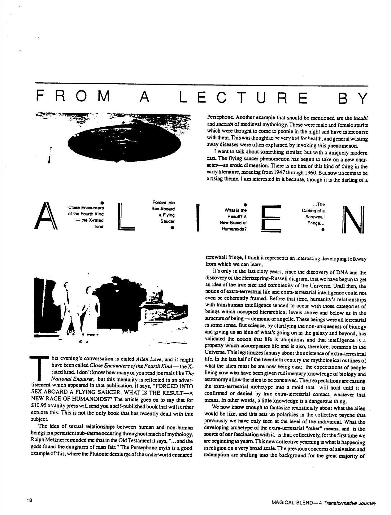 FROM A LECTURE BY ALIEN by Terence McKenna