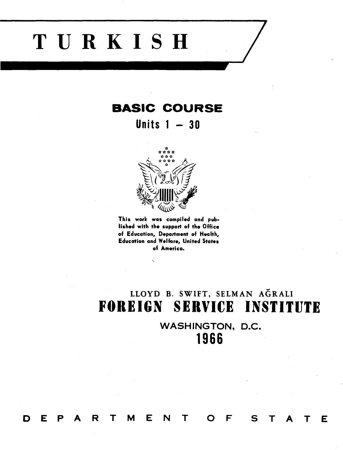 FSI - Turkish Basic Course - Volume 1 - Student Text by Foreign Service Institute