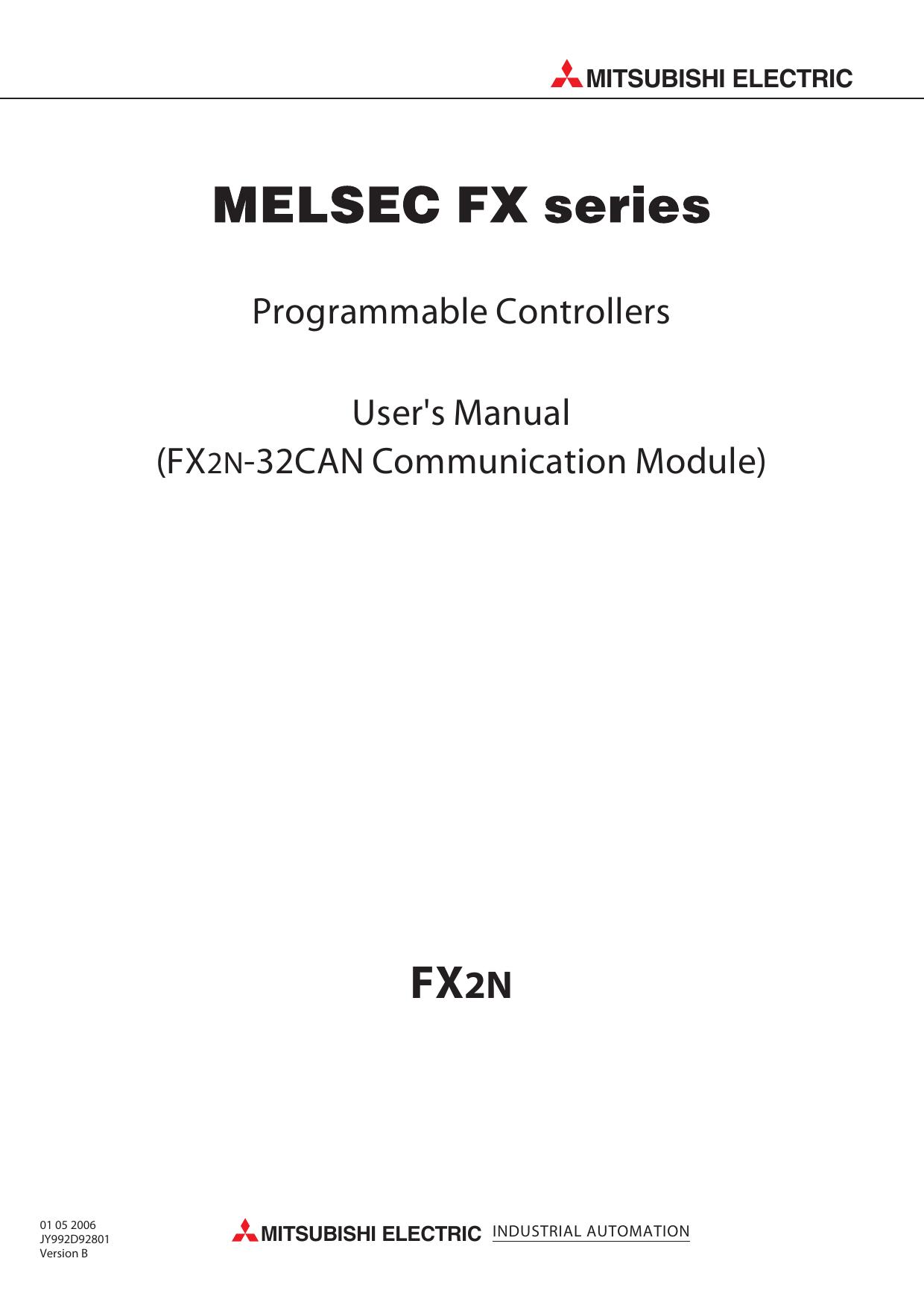FX2N-32CAN Communication Module USER'S MANUAL by MITSUBISHI ELECTRIC CORPORATION