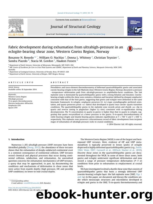 Fabric development during exhumation from ultrahigh-pressure in an eclogite-bearing shear zone, Western Gneiss Region, Norway by unknow