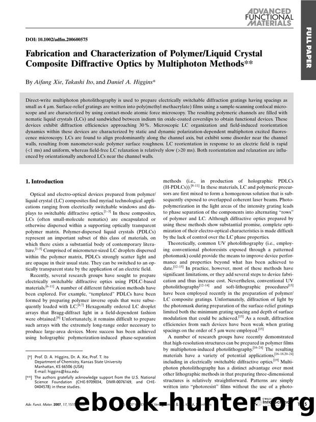 Fabrication and Characterization of PolymerLiquid Crystal Composite Diffractive Optics by Multiphoton Methods by Unknown
