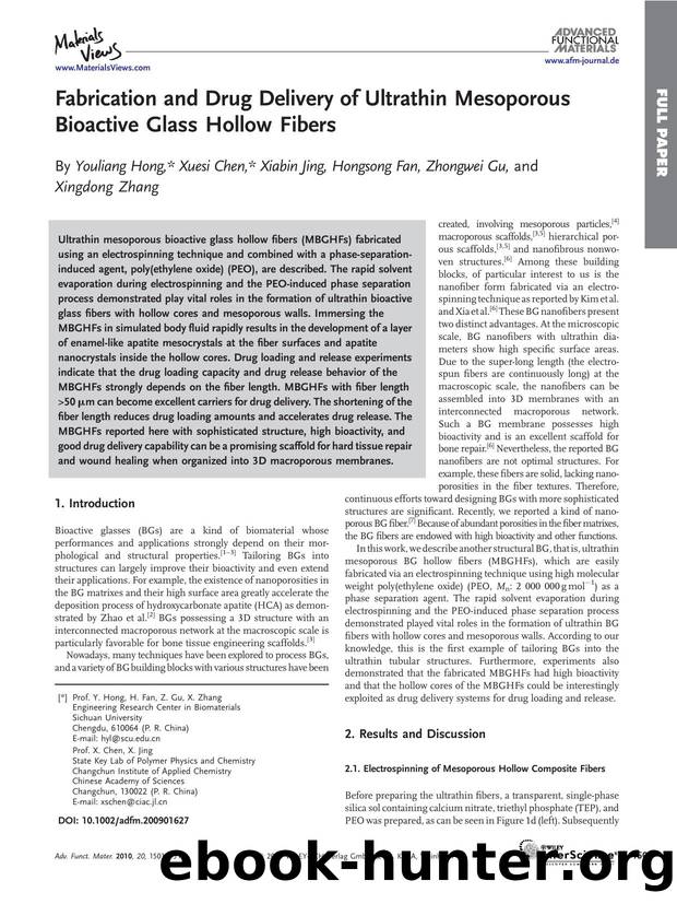 Fabrication and Drug Delivery of Ultrathin Mesoporous Bioactive Glass Hollow Fibers by Unknown