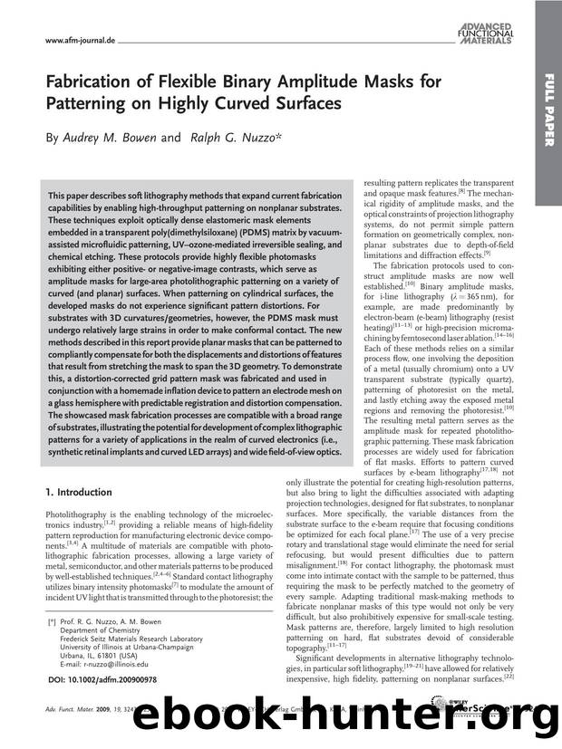Fabrication of Flexible Binary Amplitude Masks for Patterning on Highly Curved Surfaces by Unknown