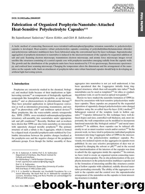 Fabrication of Organized Porphyrin-Nanotube-Attached Heat-Sensitive Polyelectrolyte Capsules by Unknown