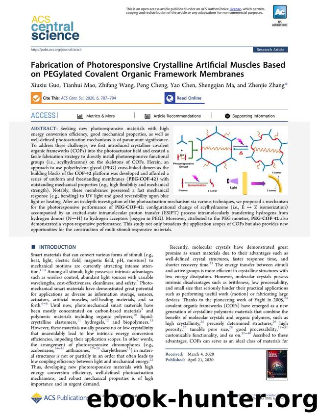 Fabrication of Photoresponsive Crystalline Artificial Muscles Based on PEGylated Covalent Organic Framework Membranes by unknow