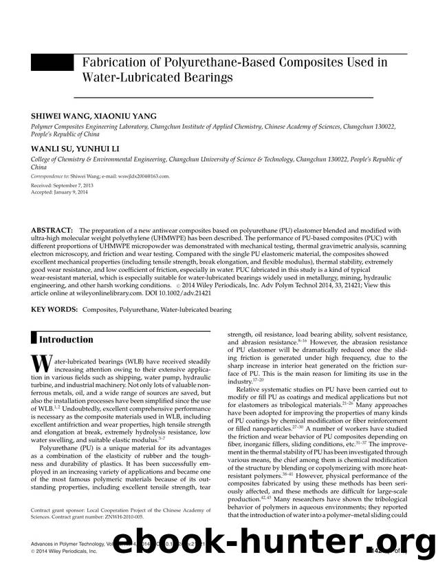Fabrication of PolyurethaneBased Composites Used in WaterLubricated Bearings by Unknown