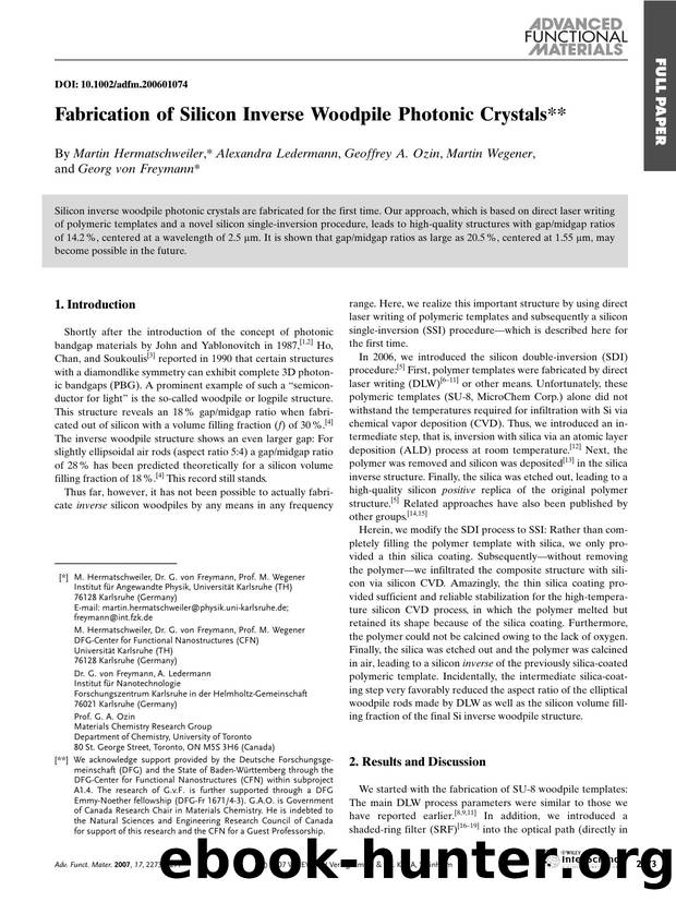 Fabrication of Silicon Inverse Woodpile Photonic Crystals by Unknown
