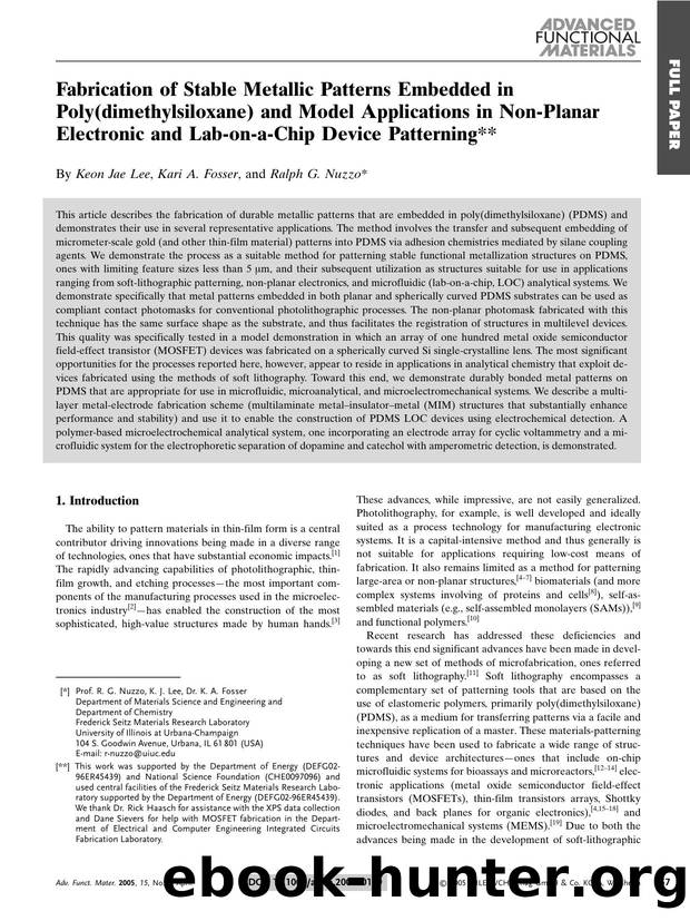 Fabrication of Stable Metallic Patterns Embedded in Poly(dimethylsiloxane) and Model Applications in Non-Planar Electronic and Lab-on-a-Chip Device Patterning by Unknown