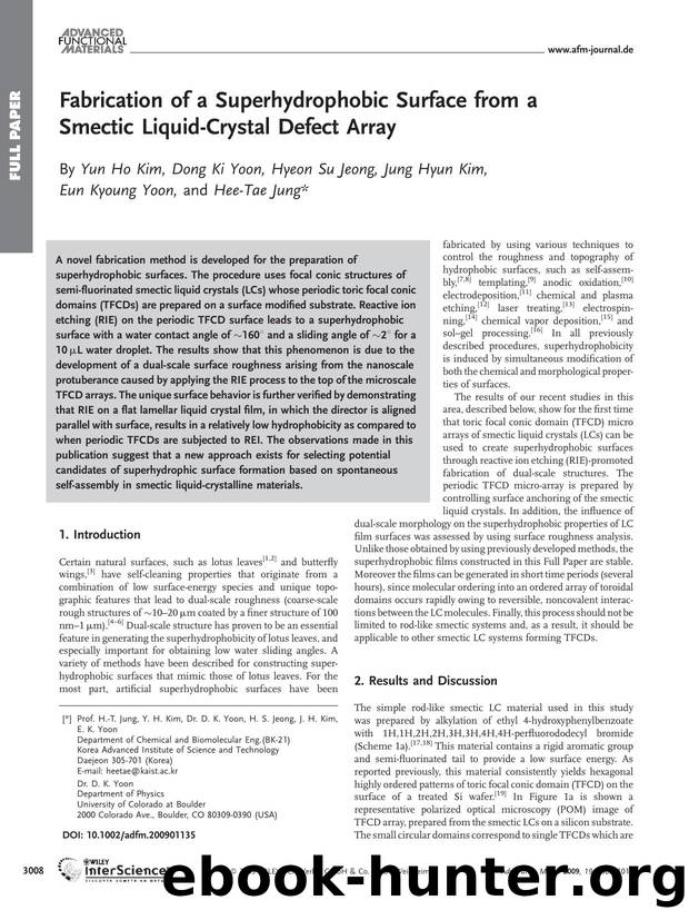 Fabrication of a Superhydrophobic Surface from a Smectic Liquid-Crystal Defect Array by Unknown