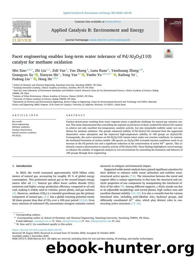 Facet engineering enables long-term water tolerance of PdAl2O3(110) catalyst for methane oxidation by unknow