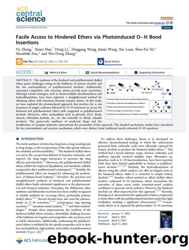 Facile Access to Hindered Ethers via Photoinduced OâH Bond Insertions by unknow