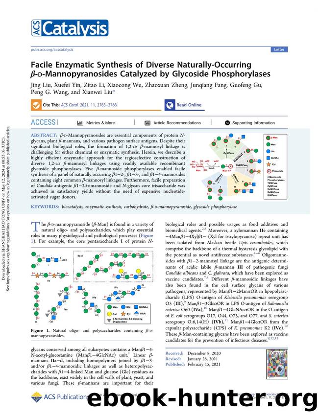 Facile Enzymatic Synthesis of Diverse Naturally-Occurring Î²-d-Mannopyranosides Catalyzed by Glycoside Phosphorylases by unknow