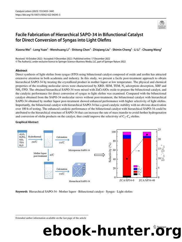 Facile Fabrication of Hierarchical SAPO-34 in Bifunctional Catalyst for Direct Conversion of Syngas into Light Olefins by unknow