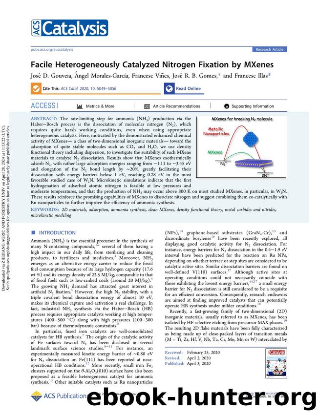 Facile Heterogeneously Catalyzed Nitrogen Fixation by MXenes by José D. Gouveia Ángel Morales-García Francesc Viñes José R. B. Gomes & Francesc Illas