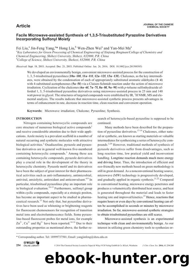 Facile Microwaveassisted Synthesis of 1,3,5Trisubstituted Pyrazoline Derivatives Incorporating Sulfonyl Moiety by Amvo5