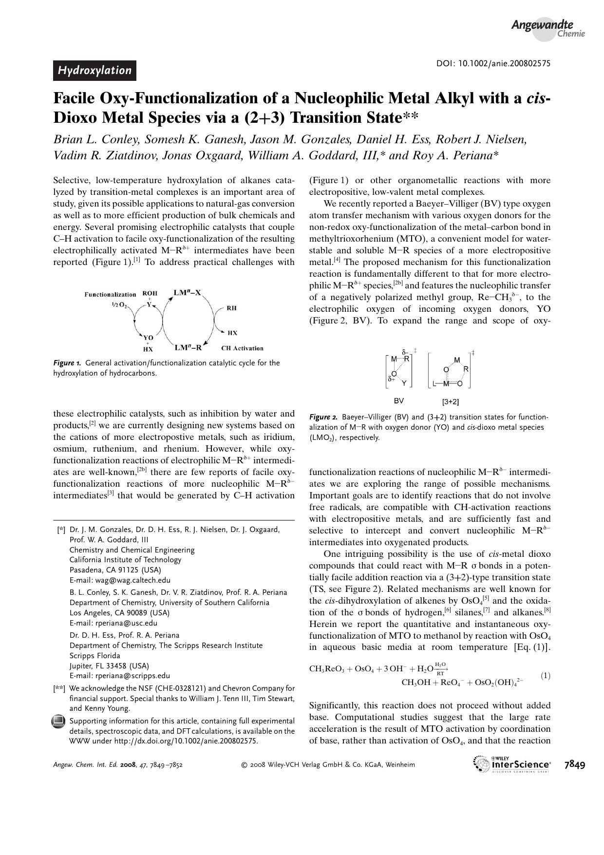 Facile Oxy-Functionalization of a Nucleophilic Metal Alkyl with a cis-Dioxo Metal Species via a (2+3) Transition State by Unknown