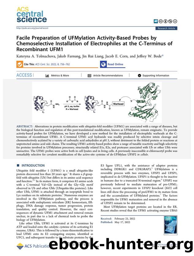 Facile Preparation of UFMylation Activity-Based Probes by Chemoselective Installation of Electrophiles at the CâTerminus of Recombinant UFM1 by unknow
