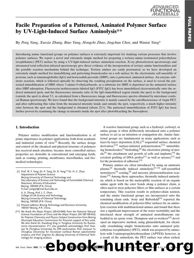 Facile Preparation of a Patterned, Aminated Polymer Surface by UV-Light-Induced Surface Aminolysis by Unknown