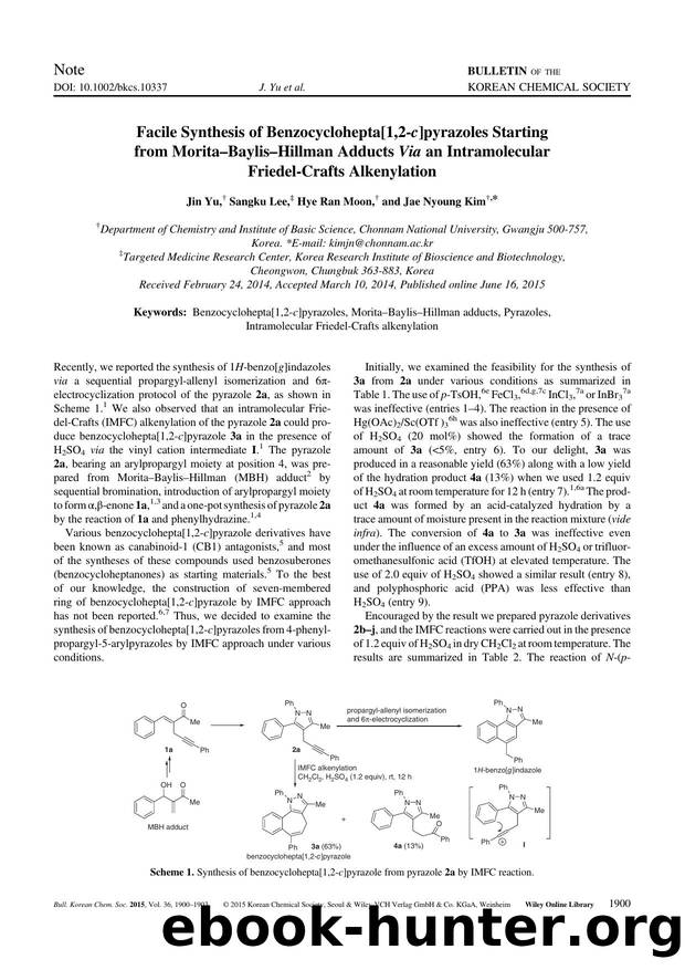 Facile Synthesis of Benzocyclohepta[1,2-c]pyrazoles Starting from Morita-Baylis-Hillman Adducts Via an Intramolecular Friedel-Crafts Alkenylation by Unknown