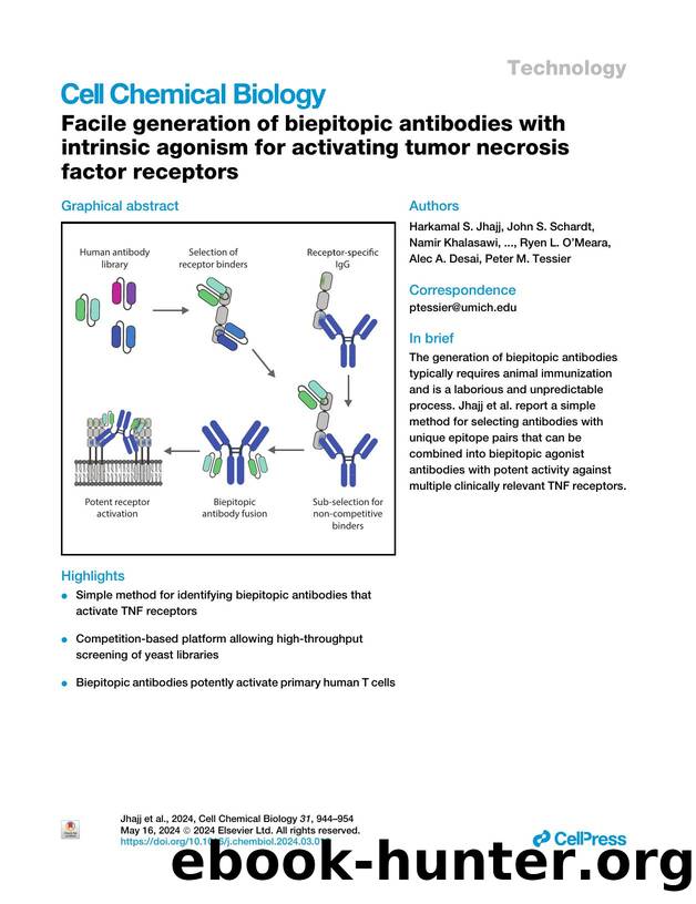 Facile generation of biepitopic antibodies with intrinsic agonism for activating tumor necrosis factor receptors by unknow