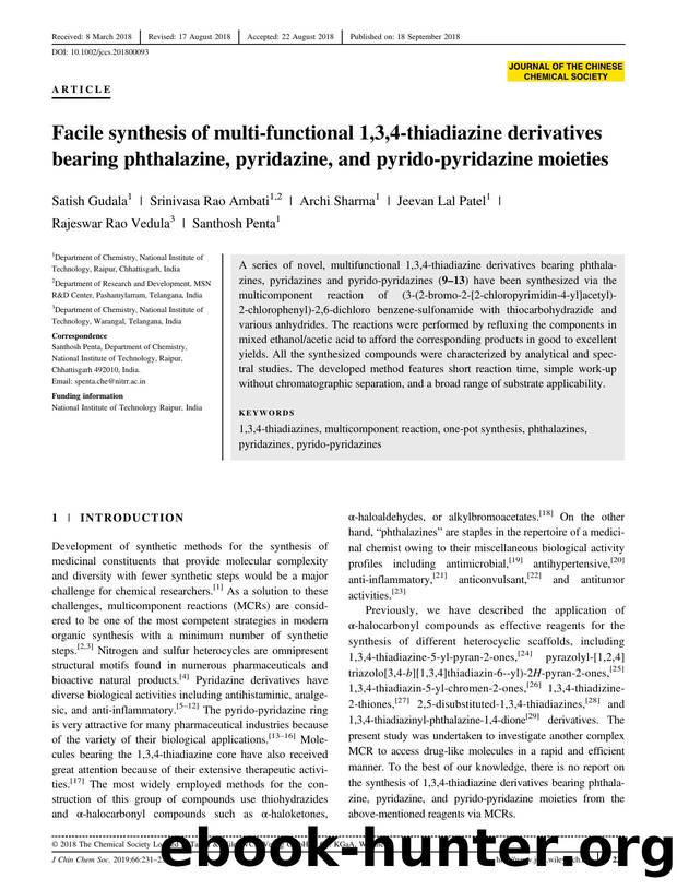 Facile synthesis of multi-functional 1,3,4-thiadiazine derivatives bearing phthalazine, pyridazine and pyrido-pyridazine moieties: Development of synthetic methods for the by Unknown