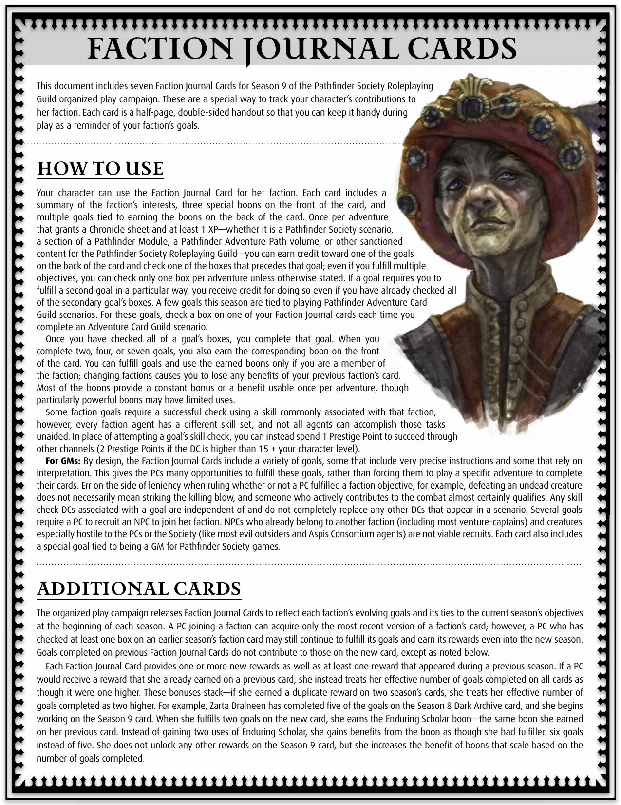 Faction Journal Cards - Season 9 by Full Sheet