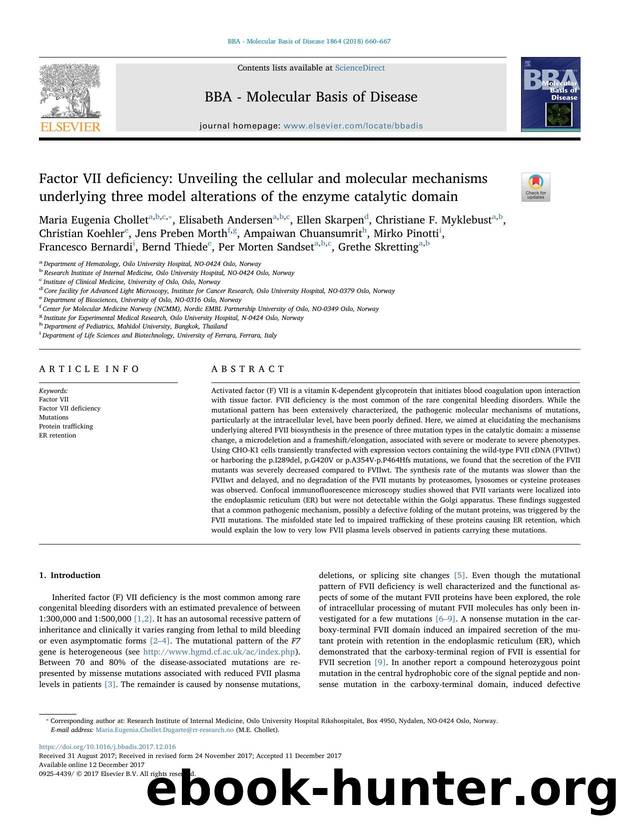 Factor VII deficiency_ Unveiling the cellular and molecular mechanisms underlying three model alterations of the enzyme catalytic domain by unknow