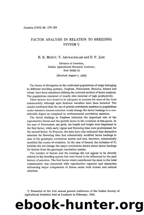 Factor analysis in relation to breeding system by Unknown