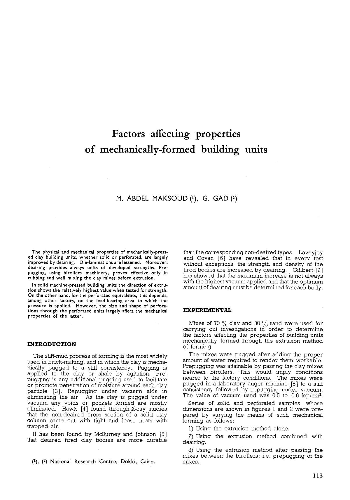 Factors affecting properties of mechanically-formed building units by Unknown