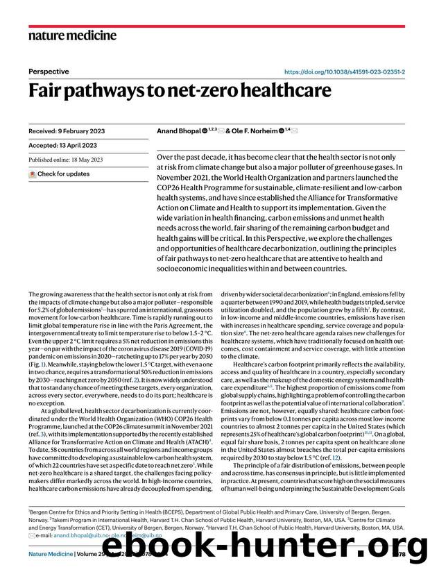 Fair pathways to net-zero healthcare by Anand Bhopal & Ole F. Norheim